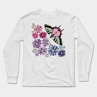 Butterfly in flowers Long Sleeve T-Shirt